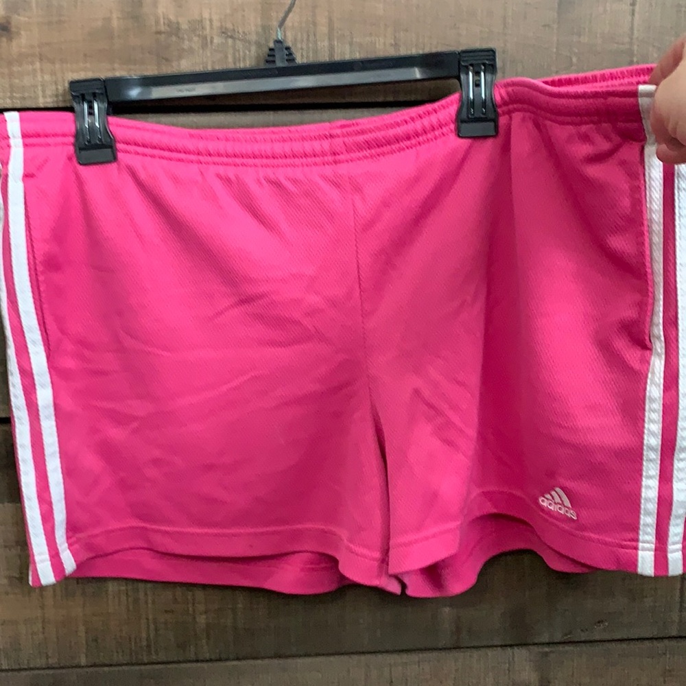 Pink Adidas shorts with pockets